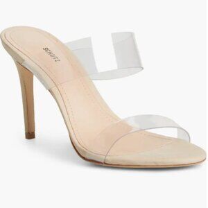 Schutz Ariella Beige Nude Clear Straps Heels Sandals: Size 9